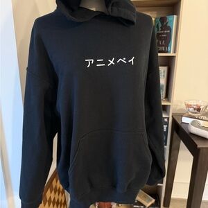 Black Anime Hoodie Size Large